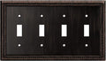 Henne Bery Sunken Pearls Heavy Duty Decorative Wall Plate Switch Plate Outlet Cover (Quad Toggle, Aged Bronze)