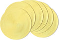 AHHFSMEI Round Braided Placemats 15 Inch Round Table Mats for Dining Tables Natural Woven Heat Resistant Place mats Set of 6 (Light Yellow,6)