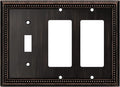 Henne Bery Sunken Pearls Heavy Duty Decorative Wall Plate Switch Plate Outlet Cover (Single Toggle/Double Decorator, Aged Bronze)