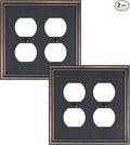 2-Pack Double Duplex Outlet Cover, Aged Bronze Decorative Switch Plates and Outlet Covers for Electrical Outlets, Durable Zinc Alloy Wall Plates, 2 Gang Receptacle Cover, Corrosion Resistant