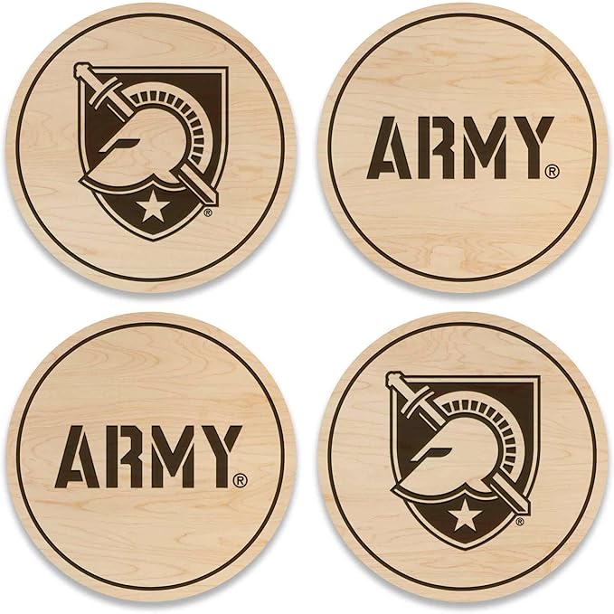 LazerEdge Army West Point Black Knights Wooden Coaster Set - Maple Wood - Officially Licensed Product - 4-Pack