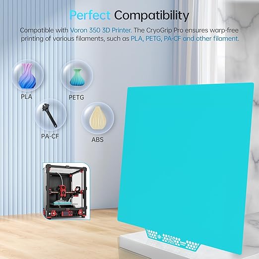 BIQU CryoGrip Pro Glacier 356x356mm Panda Build Plate for Voron 350 3D Printer Double Sided Upgrade Build Plate Removable Surface Platform