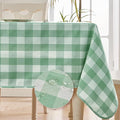 BALCONY & FALCON Gingham Table Cloth Rectangle – Reversible Water-Resistant Cotton Checkered Tablecloth for St. Patrick's Day, Outdoor Picnic, Camping, Kitchen (Green White, 55x71 Inch)