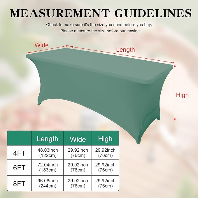 8FT Table Cloth for Rectangular Fitted Events Stretch Turquoise Stone Table Covers Washable Spandex Tablecloth Protector for Party, Wedding, Cocktail, Banquet, Festival