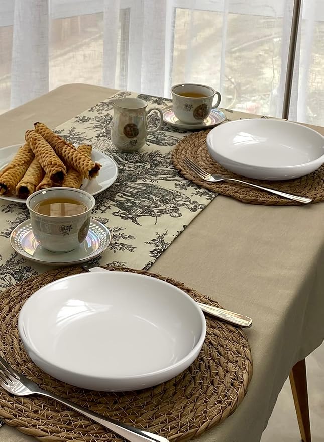 Quatish 35oz Pasta Bowls Set of 8, 8.5" Large Salad Bowls Soup Bowl for Kitchen, Microwave & Dishwasher Safe, Porcelain Wide and Shallow Serving Bowl, White Dinner Plates, Dinnerware Set, Gift