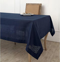Solino Home Linen Navy Blue Tablecloth 60 x 90 Inch - 100% Pure Linen Rectangular Tablecloth - Machine Washable Table Cloth for Winter, Spring, Easter - Fete