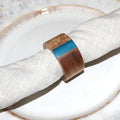 Wooden Napkin Rings Set of 8 for Dinning Table Decor - Acacia Wood Resin Napkin Holder Blue Napkin Ring for Home and Kitchen Décor (Round Shape)