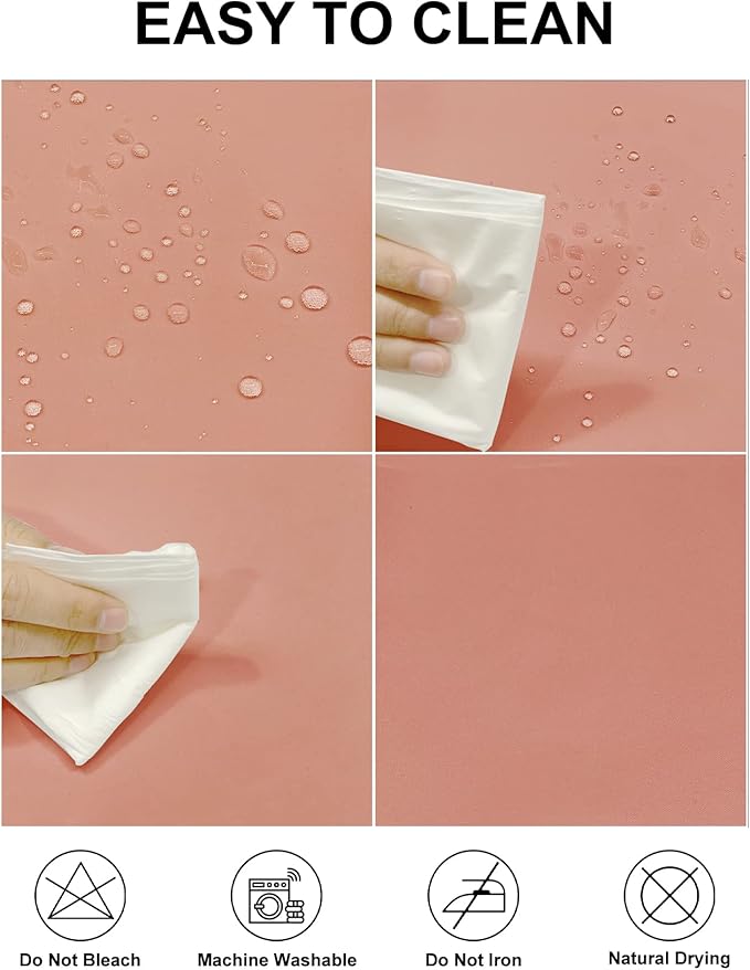 Fokitut 2 Pack Waterproof Round Tablecloth, 60 Inch, Stain Resistant and Wrinkle Polyester Table Cloth, Fabric Table Cover for Kitchen Dining, Wedding, Party, Holiday Dinner-Dusty Pink