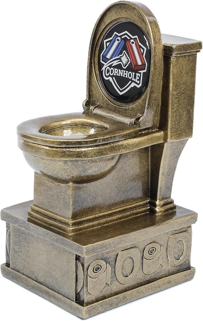 Decade Awards Action Pedestal Gold Toilet Bowl Trophy with Optional Inserts - Custom Engraved Plate On Request (7 Inch Tall)