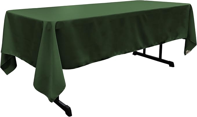 LA Linen Polyester Poplin Washable Rectangular Tablecloth, Stain and Wrinkle Resistant Table Cover 60x102, Fabric Table Cloth for Dinning, Kitchen, Party, Holiday 60 by 102-Inch, Hunter Green
