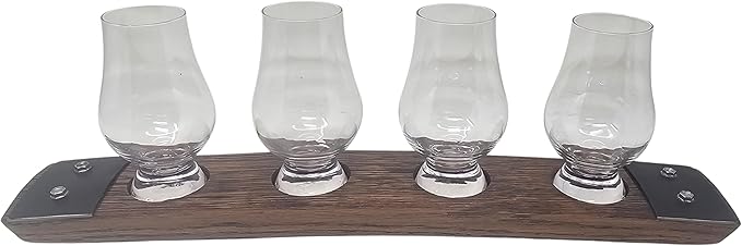 Premium 4 glass Flight/Glencairn Glass flight/Whiskey Tasting (Red Mahogany, With Glasses)