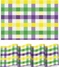 Artoid Mode Buffalo Plaid Vinyl Placemats Set of 4, 12x18 Inch Washable Non-Slip Heat Resistant Plastic Place Mats for Party Dining Table, Purple/Yellow