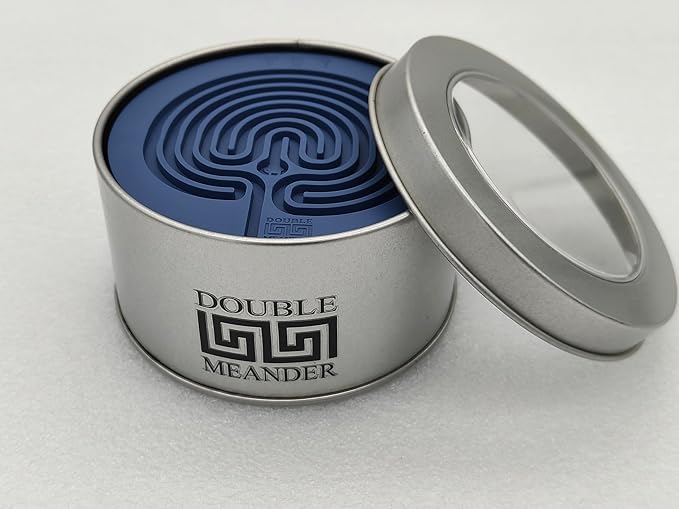 Classic Labyrinth Blue Silicone Coasters - Set of 8 Non-Slip, Heat-Resistant Drink Coasters for Coffee, Tea, and Glasses - Durable, Easy to Clean, Decorative Tabletop Protection