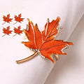 Decorative Napkin Rings Set of 4,Holders Decor Dinner Party,Wedding,Anniversary,Birthday,Table Decor Gift (Red Maple Leaf)