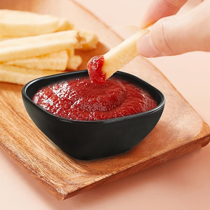 20 Pack Small Bowls, 4.5 OZ Wheat Straw Soy Sauce Dishes, Unbreakable Dessert Bowls,Dipping Sauce Cups, Mini Prep Bowls,Snacks, Sauce Ketchup, BBQ (Black)