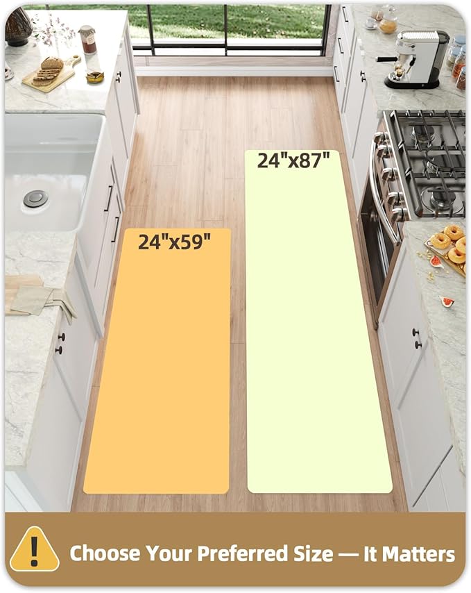 Color&Geometry Anti Fatigue Kitchen Mats for Floor 24x87, Vintage Decor, Easy Clean, Waterproof & Oil Proof, 0.4" Thick Cushioned, Non-Slip Kitchen Runner Rug for Sink, Laundry, Office, Khaki