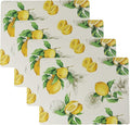 Benson Mills Cork Placemats Set of 4, Thick Cork Place Mats for Kitchen and Dining Tables, Easy Clean Table Mats (12" x 16" Rectangular Set of 4, Lemons)