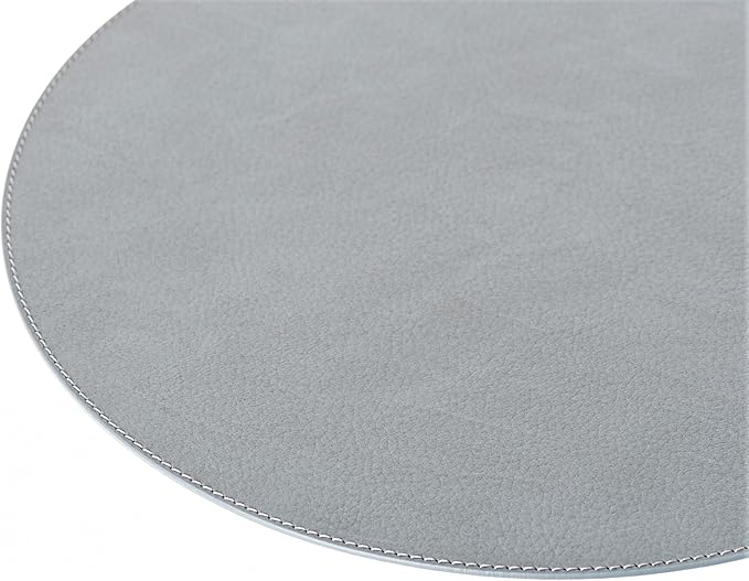 Nikalaz Round Placemats Set (Pack of 4) Recycled Leather Table Mats 15 inches, Kitchen Dining Table Decor by Nikalaz (Dirty Grey)