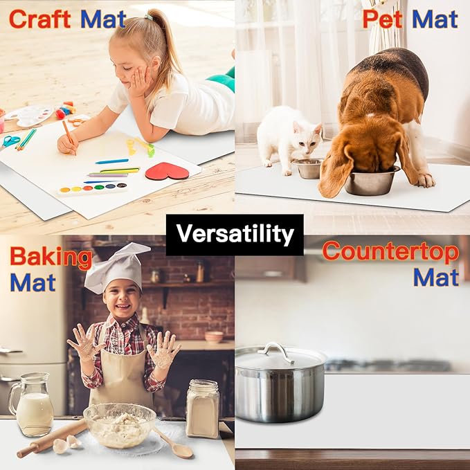 Silicone Mats for Kitchen Counter, 47.3"x23.6"x0.08" Largest Heat Resistant Mat Kitchen Island Waterproof 2MM Thick Countertop Protector Mat Nons-slip Extra Large Counter Mat (Semitransparent)