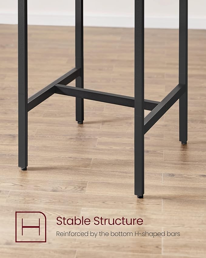VASAGLE Bar Table and Chairs Set, Square Table with 2 Stools, Dining Pub Set for 2, Space Saving for Kitchen Breakfast, Living Room, Rustic Brown and Ink Black