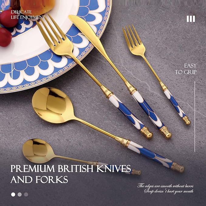 40-piece Silverware Set With Ceramic Handle, Premium Food Grade Stainless Steel Flatware Sets, Mirror Polished Cutlery Set, Dishwasher Safe (for 8 People)