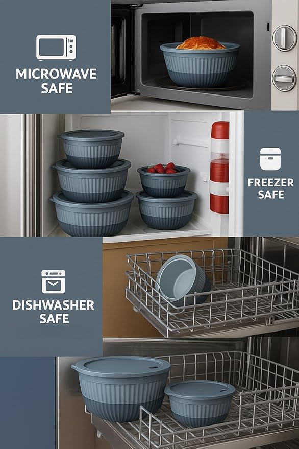 Mixing Bowls with Airtight Lids – 8 Piece Nesting Kitchen Set – BPA-Free, Leak-Proof & Stackable – Dishwasher, Microwave & Freezer Safe