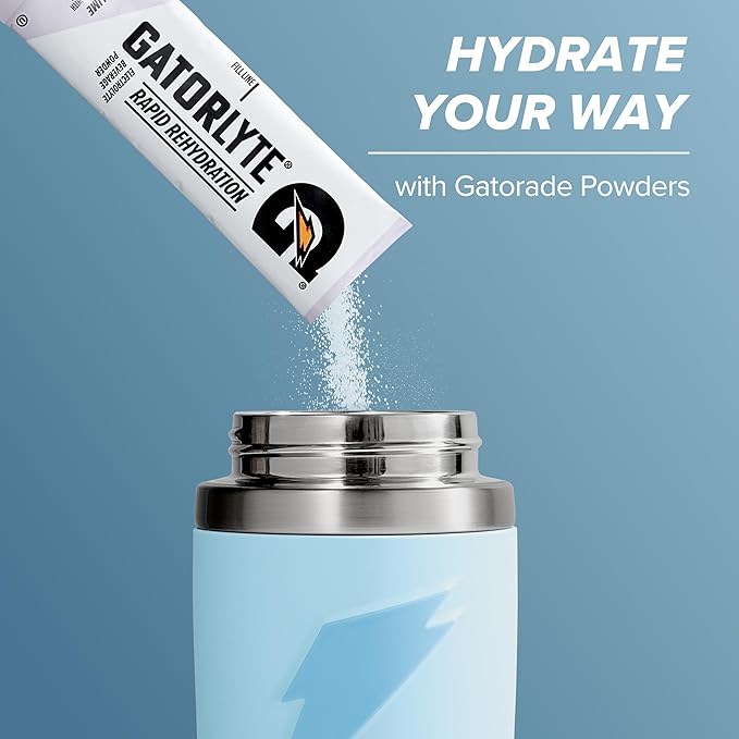Gatorade 'Overtime' 32oz Stainless Steel Water Bottle, Straw Cap, Light Blue
