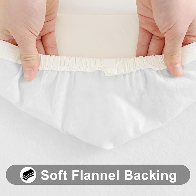 Smiry Rectangle Tablecloth, Elastic Fitted Flannel Backed Vinyl Tablecloths for 4ft Folding Tables, Waterproof Wipeable Table Covers for Indoor, Outdoor, Picnic and Camping (Beige, 30"x48")