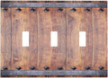 Light Switch Cover Rustic Farmhouse Barn Door Vintage Wood 3 Gang Wall Plate Triple Light Switch Plate Toggle Decorative Outlet Covers Electrical Switchplate for Bathroom Cabin Decor