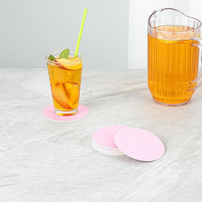 Restaurantware Paper Coasters 1000 Pack of 4 Inch Disposable Beverage Coasters Absorbent for Hot and Cold Drinks Pink Coffee Cup Essentials for Table Decor, Kitchen, Home Patio or Living Room