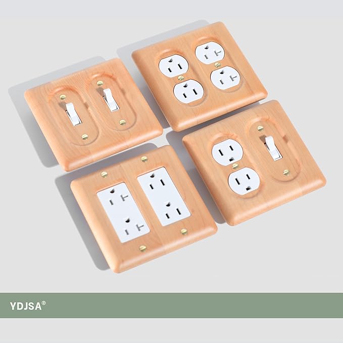 Double Light Switch Cover Plate Decorative Maple Wood Outlet Covers For Light Switches And Outlets