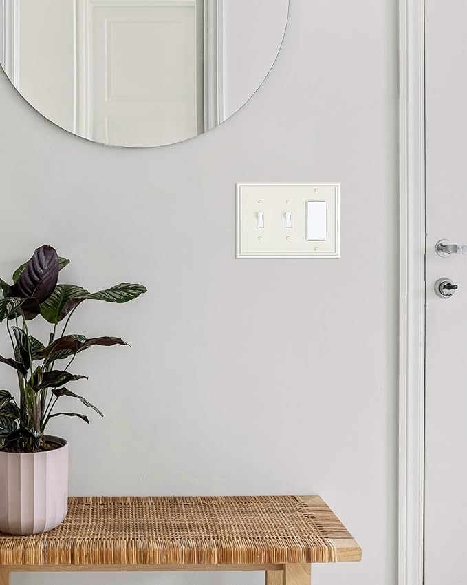 2-Pack Combo Double Toggle/Single Decorator Outlet Cover Plate, Zinc Alloy Decorative Light Almond 4 Gang Switch Plates for Electrical Outlets, Receptacle, GFCI Outlet, Dimmer Switch