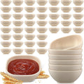Gejoy 50 Pcs Wheat Straw Dipping Saucers Bowls 4.5 oz Unbreakable Small Soy Sauce Dishes Mini Prep Cups Dessert Snack Bowls Microwave Dishwasher Safe for Side Dish, Snacks, BBQ, Ketchup(Beige)