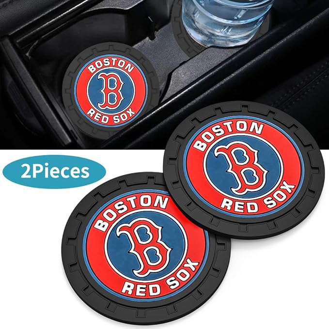 Silicone Red Sox Car Cup Holder Coasters,Baseball Fans Car Coasters for Boston Red Sox Fans, Non-Slip Universal Fit Cup Holder Insert