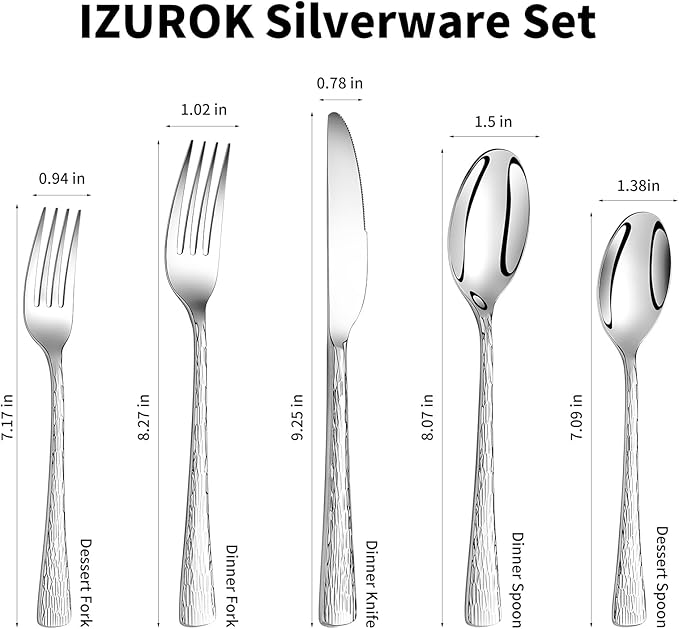 Silverware Set, 18/10 Stainless Steel 50 PieceFlatware Set for 10, Utensil Sets DishwasherSafe, Rust-Resistant, Modern Cutlery Set forHome, Wedding, Restaurant