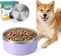 IKITCHEN Dog Bowl for Food and Water, 40 Oz Stainless Steel Pet Feeding Bowl, Durable Non-Skid Insulated Heavy Duty with Rubber Bottom for Medium Large Dogs (40 Ounces/5 Cup, Light Purple)