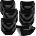 Tanlade 50 Pcs Square Plastic Serving Bowls Disposable Snack Salad Bowl Small Party Candy Bar Containers Taco Bar Serving Dishes for Buffet Chips Fruit (4 oz,Black)