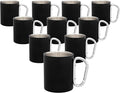 DISCOUNT PROMOS Stainless Steel Mugs with Carabiner Handle 10 oz. Set of 10, Bulk Pack - Perfect for Coffee, Soda, Other Hot & Cold Beverages - Black
