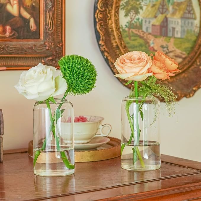 12pcs Glass Bud Vases - 5 Inch Tall Clear Flower Vases for Centerpieces, Glass Vase Modern Bud Vase for Wedding Party Dining Table Centerpieces, Living Room Decorative, Home Decor