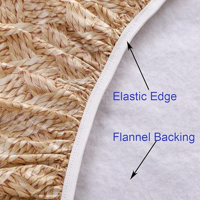 Walrus Round Vinyl Fitted Tablecloth with Flannel Backing Elastic Edge Design Table Cover Waterproof Oil-Proof PVC Table Cloth Stain-Resistant Best for 32"-36" Round