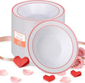 100 Pack White Disposable Soup Bowls with Rose Gold Rim,12oz Disposable Soup Bowls,Disposable Soup Dessert Salad Bowls for Wedding/Party/Catered Events/Valentine's Day