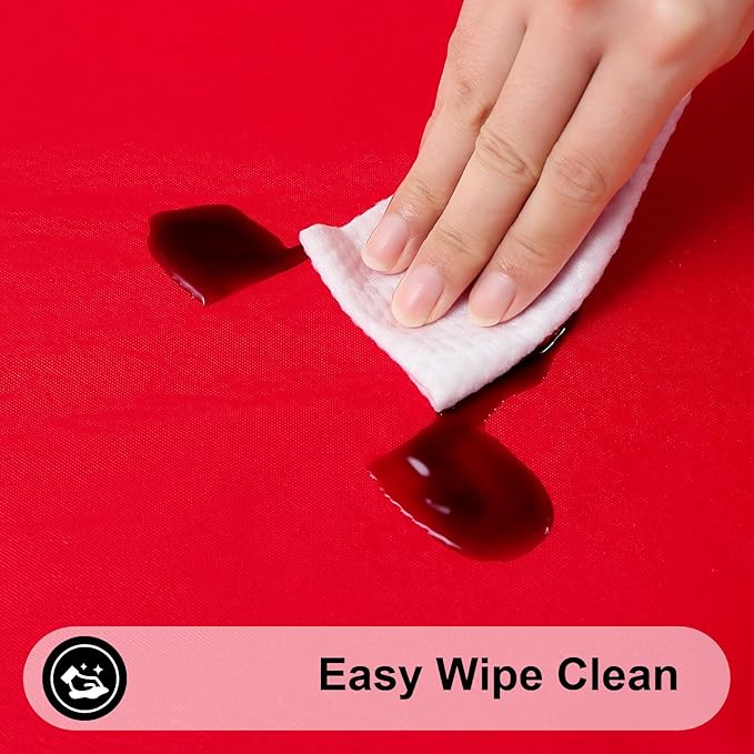 Smiry Rectangle Tablecloth, Elastic Fitted Flannel Backed Vinyl Tablecloths for 5ft Folding Tables, Waterproof Wipeable Table Covers for Indoor, Outdoor, Picnic and Camping (Red, 36"x60")