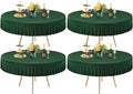 4 Pack Hunter Green Spandex Round Tablecloths for 72in Table, Stretchy Fitted 6FT Round Table Cloths, Wrinkle Free Table Cover with Skirt for Wedding Birthday Party Bridal Shower Banquet