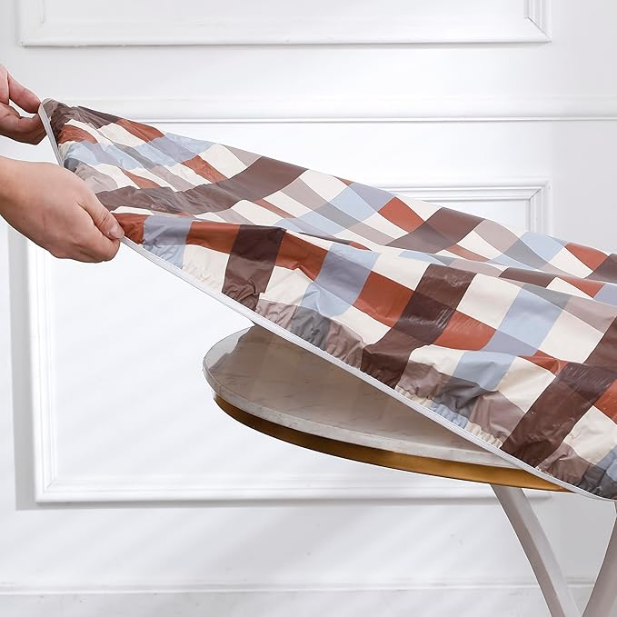 Walrus Round Vinyl Fitted Tablecloth with Flannel Backing Elastic Edge Design Table Cover Waterproof Oil-Proof PVC Table Cloth Stain-Resistant Best for 32"-36" Round