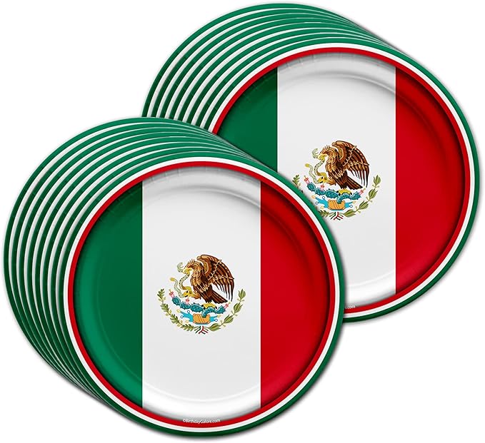 Mexico Flag Birthday Party Supplies Set Plates Napkins Cups Tableware Kit for 16