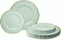 " OCCASIONS " 240 Plates Pack,(120 Guests) Heavyweight Premium Disposable Plastic Plates Set -120 x 10.25'' Dinner + 120 x 7.5'' Salad/Dessert (Rochelle Seafoam/Mint and Gold))