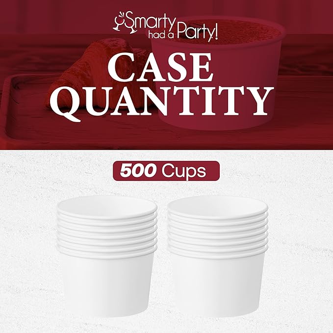Smarty Had A Party 500 Squat Paper Soup Cups 12 oz Disposable White Paper Soup Cups for Hot Food Container Use