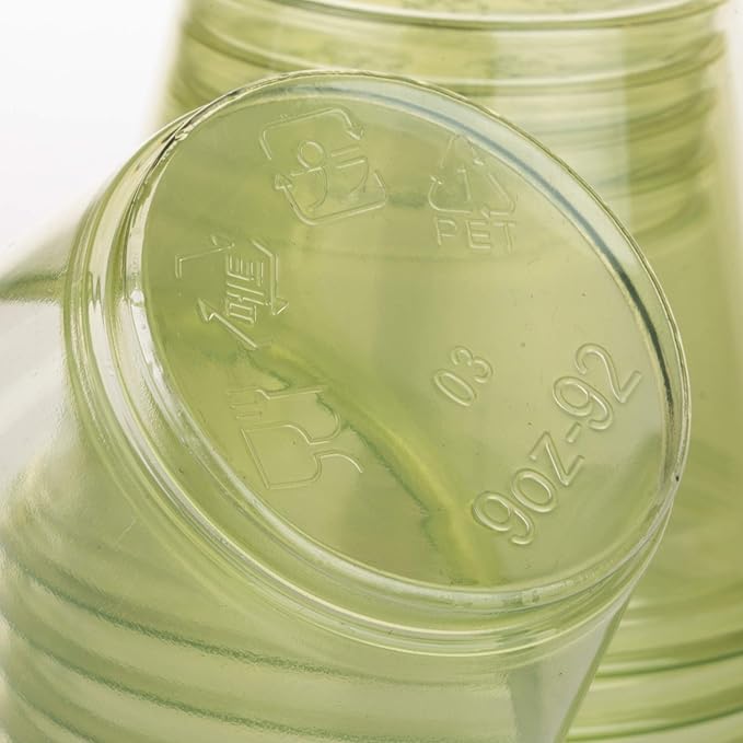 Golden Apple, 9oz-50sets Green Plastic Cups with Clear Dome lids No Hole…
