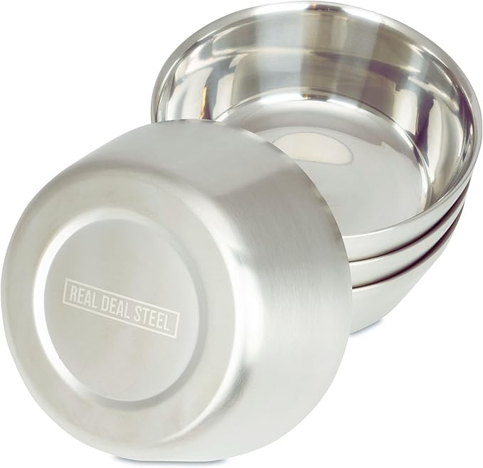 Stainless Steel Insulated Bowls for Kids and Adults - 20 Oz Double Wall Metal Bowls for Ice Cream, Soup, Cereal, Snack, Rice Dish, Camping Bowl (Stainless Steel)