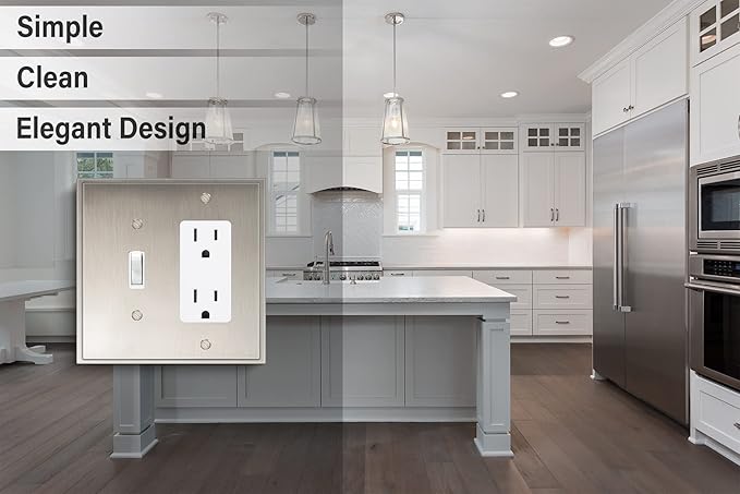Henne Bery Soft Modern Decorative Wall Plate Switch Plate Outlet Cover (Toggle/Decorator, Satin Nickel)